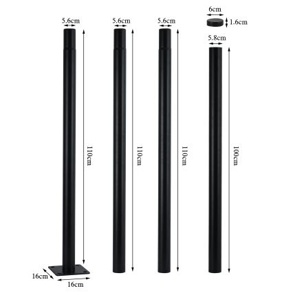 Brilagi - LED улична лампа със стълб 4 м URBANSPARK LED/120W/230V черна IP65