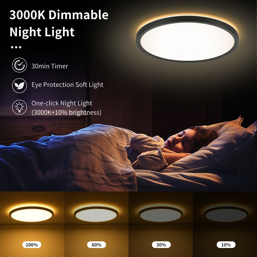 Brilagi - LED регулируемо осветително тяло с датчик за движение и здрач ULTRA SLIM LED/18W/230V Ø 30 см + дистанционно управление