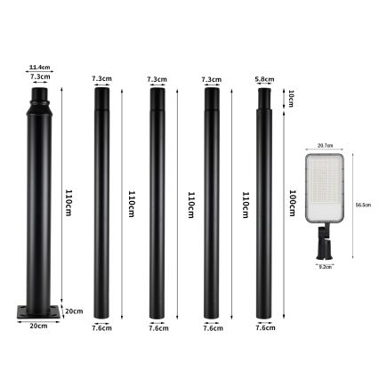 Brilagi - LED външна улична лампа с 5 m стълб и шарнир URBANLIGHT LED/200W/230V черна IP65