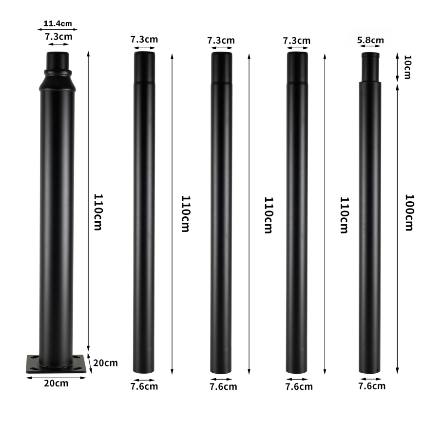 Brilagi - Външна улична LED лампа със стълб 5 m URBANSPARK LED/120W/230V черна IP65