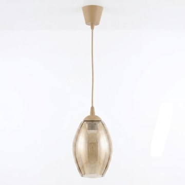Brilagi - LED висящ полилей на кабел RETRO GLASS 1xE27/60W/230V Ø 17 cm бежов/опушено бежово