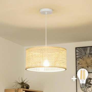 Brilagi - LED висяща лампа на кабел CERIA BOHO 1xE27/40W/230V, диаметър 40 см, бамбук