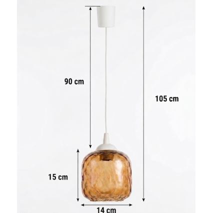 Brilagi - LED полилей на кабел RETRO GLASS 1xE27/60W/230V Ø 14 см бял/димно-кафяв