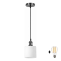 BRILAGI - LED Висяща лампа на кабел RETRO GLASS 1xE27/60W/230V Ø 10 см черен/бял