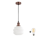 BRILAGI - LED висяща лампа на кабел RETRO GLASS 1xE27/60W/230V Ø 20 см мед/бял