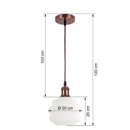 Brilagi - LED висяща лампа на кабел RETRO GLASS 1xE27/60W/230V Ø 20 см мед/бял