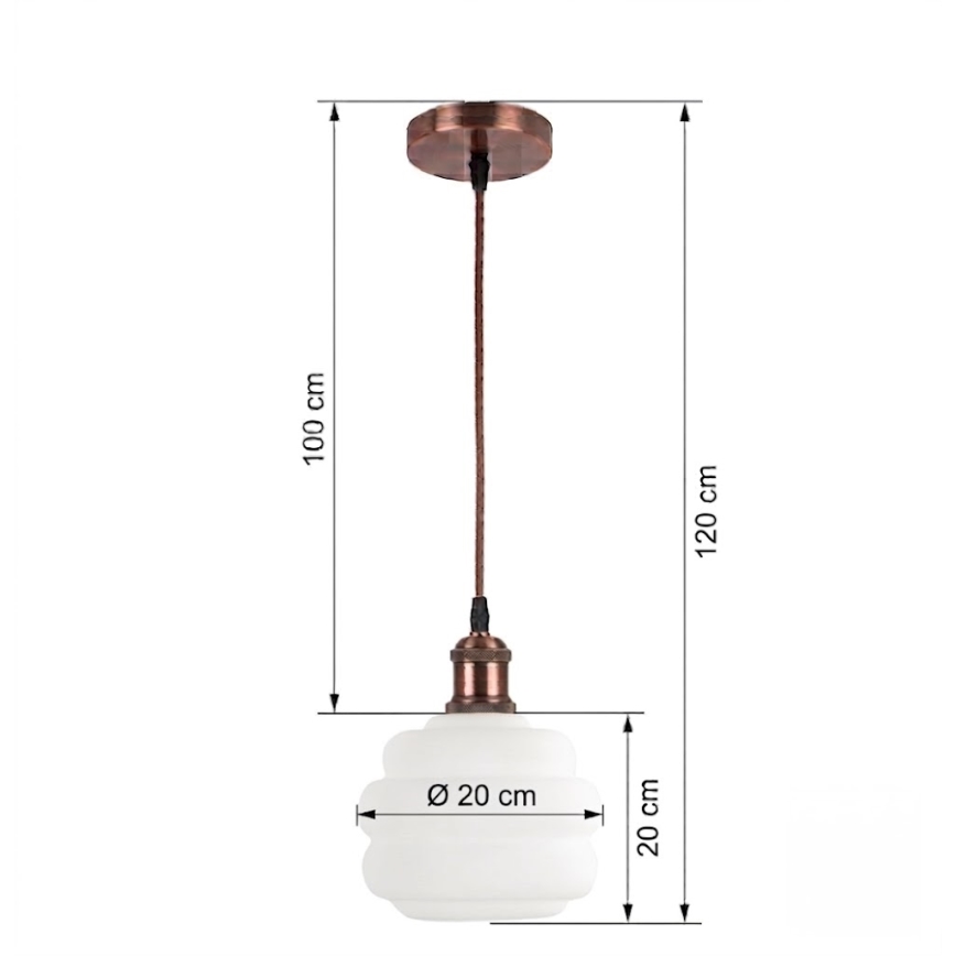 Brilagi - LED висяща лампа на кабел RETRO GLASS 1xE27/60W/230V Ø 20 см мед/бял
