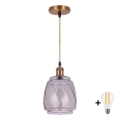 BRILAGI - LED висяща лампа на кабел RETRO GLASS 1xE27/60W/230V Ø 26 см златист/димно сив