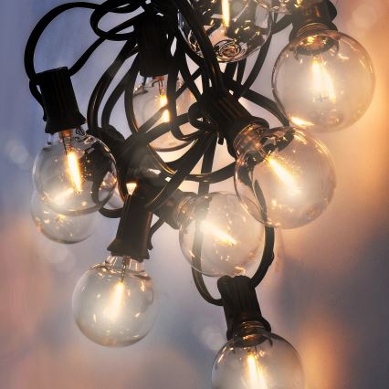 Brilagi - LED външна декоративна гирлянда GIRLANDA 25xE12/0,36W/24V 20m черна IP44 топла бяла