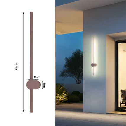 Brilagi - LED външен стенен осветител AURA LED/12W/230V 3000K IP54 65 cm кафяв CRI 90