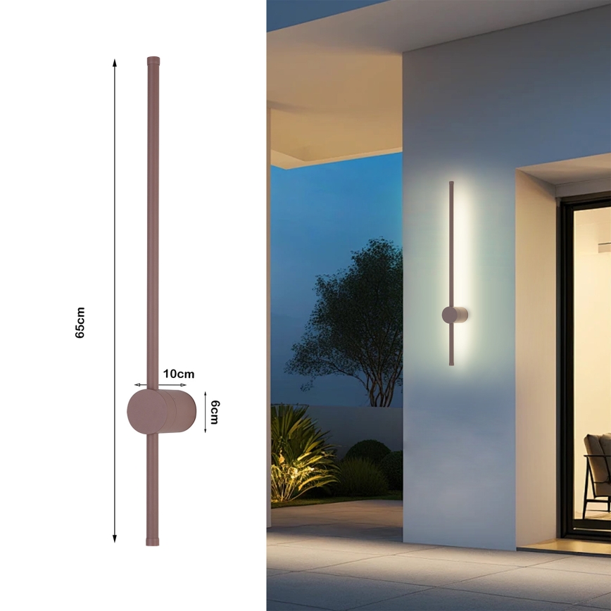 Brilagi - LED външен стенен осветител AURA LED/12W/230V 3000K IP54 65 cm кафяв CRI 90