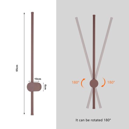Brilagi - LED външен стенен осветител AURA LED/12W/230V 3000K IP54 65 cm кафяв CRI 90