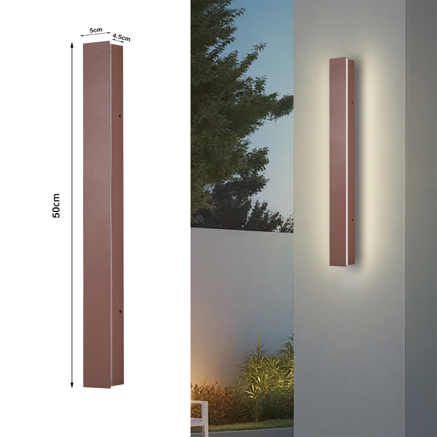 Brilagi - LED външно стенно осветително тяло LINEAR LED/12W/230V 3000K IP65 50 cm кафяво CRI 90