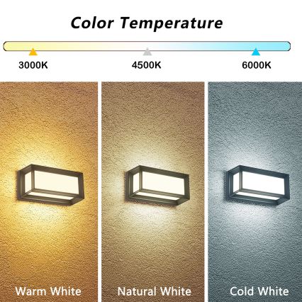 Brilagi - LED външно стенно осветително тяло PARKER LED/12W/230V 3000/4500/6000K антрацит IP44