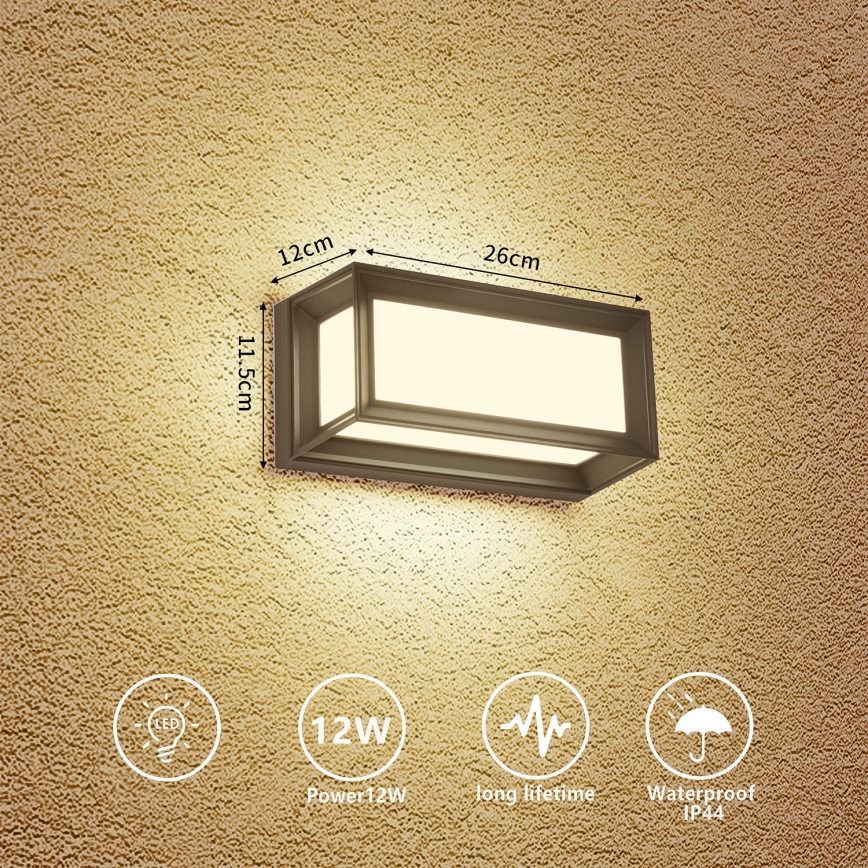 Brilagi - LED външно стенно осветително тяло PARKER LED/12W/230V 3000/4500/6000K антрацит IP44
