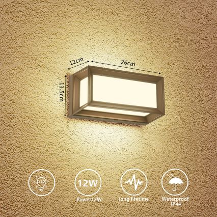 Brilagi - LED външно стенно осветително тяло PARKER LED/12W/230V 3000/4500/6000K кафяво IP44