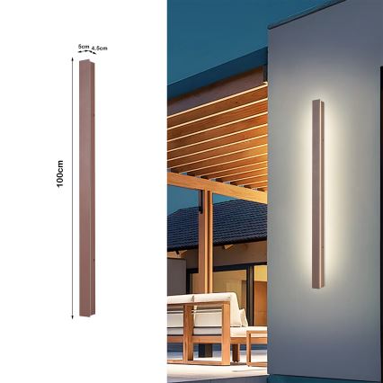 Brilagi - LED външен стенен осветител LINEAR LED/22W/230V 3000K IP65 100 см кафяв CRI 90