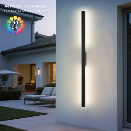 Brilagi - LED външно стенно осветително тяло LUNA LED/30W/230V 3000K IP65 150 cm черно CRI 90