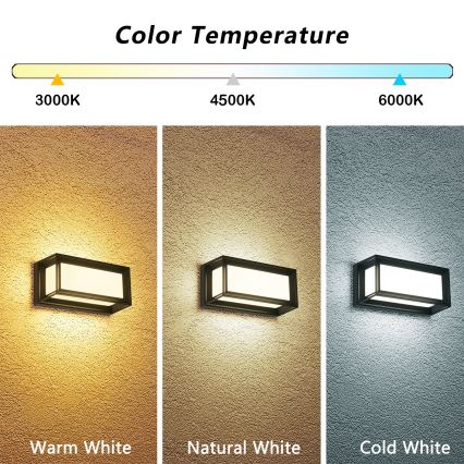 Brilagi - LED външна стенна лампа PARKER LED/12W/230V 3000/4500/6000K черна IP44