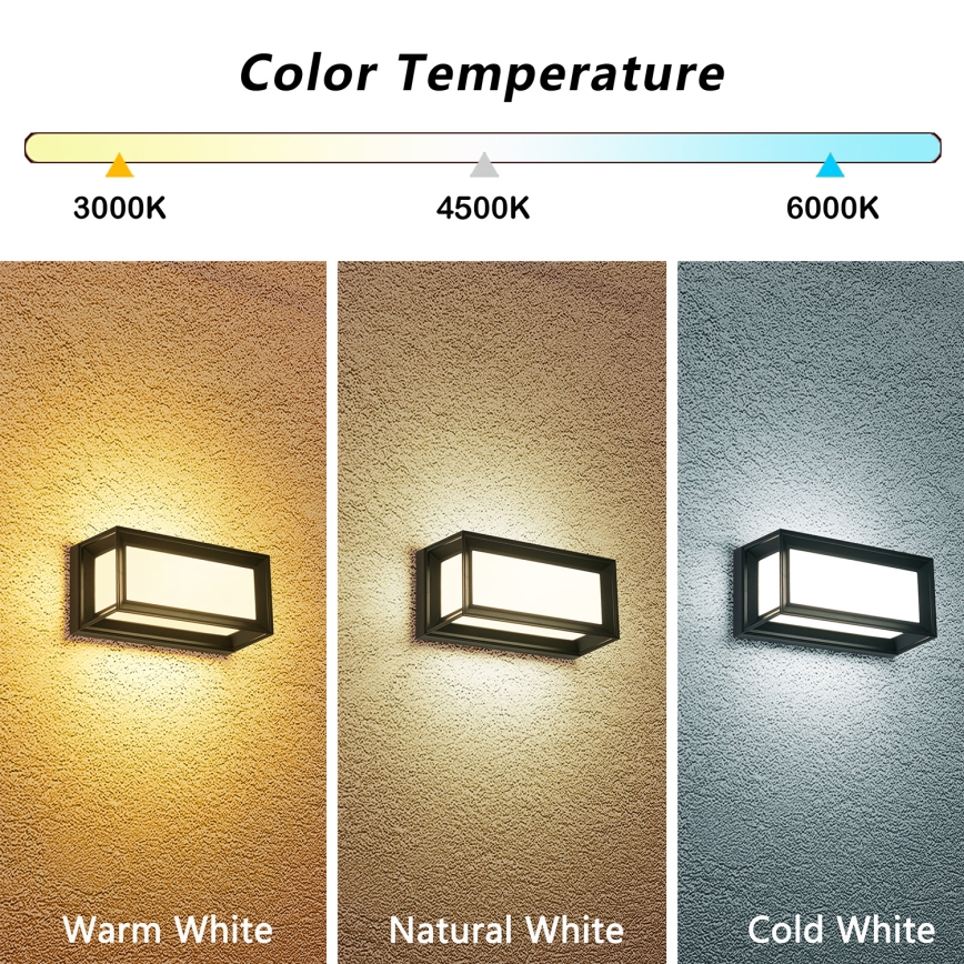 Brilagi - LED външна стенна лампа PARKER LED/12W/230V 3000/4500/6000K черна IP44