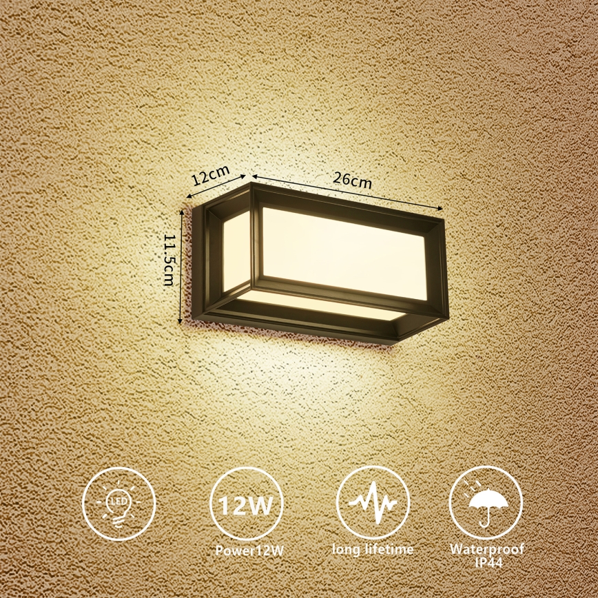 Brilagi - LED външна стенна лампа PARKER LED/12W/230V 3000/4500/6000K черна IP44