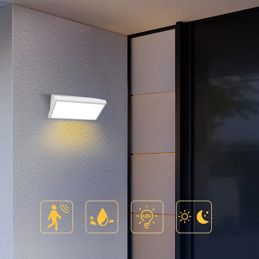 Brilagi - LED външен стенен осветител със сензор TRIANGLE LED/20W/230V бял IP65