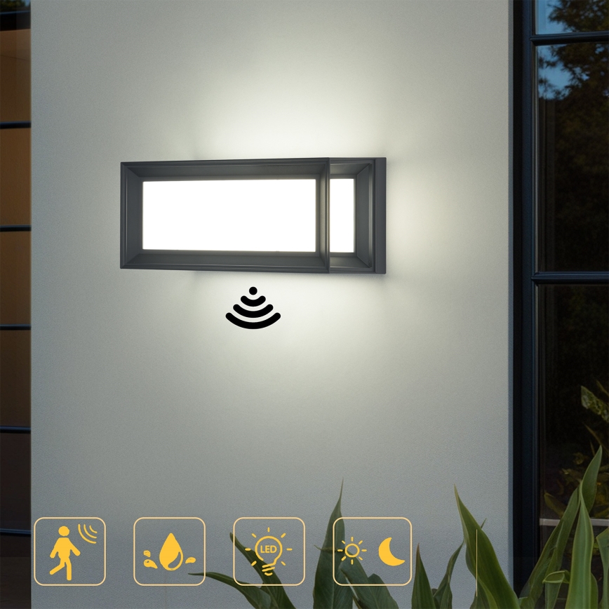 Brilagi - LED външно стенно осветително тяло с сензор PARKER LED/12W/230V антрацит IP44