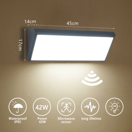 Brilagi - LED външно стенно осветително тяло със сензор TRIANGLE LED/42W/230V антрацит IP65