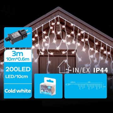 Brilagi - LED външен коледен гирлянд 200xLED/8 функции 13x0,6m IP44 студено бяло