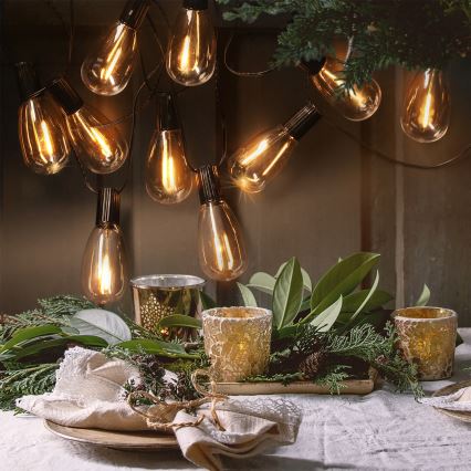 Brilagi - LED външна декоративна гирлянда 10xLED/3xAA 3,2m IP44 топла бяла светлина