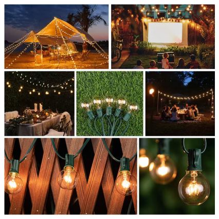 Brilagi - LED външен декоративен гирлянд GIRLANDA 25xE12/0,8W/230V 20m зелен IP44 топла бяла