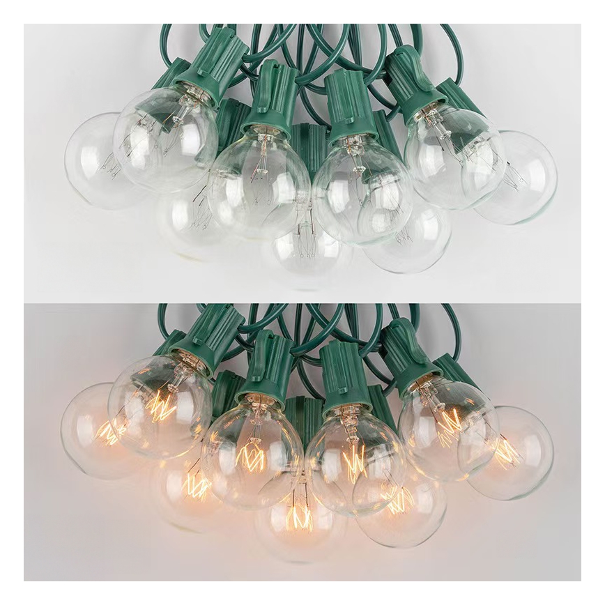 Brilagi - LED външен декоративен гирлянд GIRLANDA 25xE12/0,8W/230V 20m зелен IP44 топла бяла