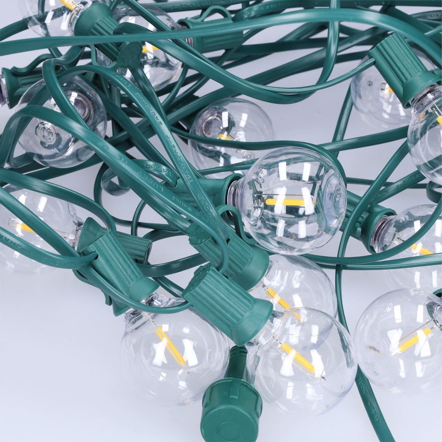 Brilagi - LED външен декоративен гирлянд GIRLANDA 25xE12/0,8W/230V 20m зелен IP44 топла бяла