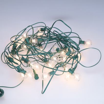 Brilagi - LED външен декоративен гирлянд GIRLANDA 25xE12/0,8W/230V 20m зелен IP44 топла бяла