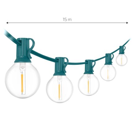 Brilagi - LED външен декоративен гирлянд GIRLANDA 25xE12/0,8W/230V 20m зелен IP44 топла бяла
