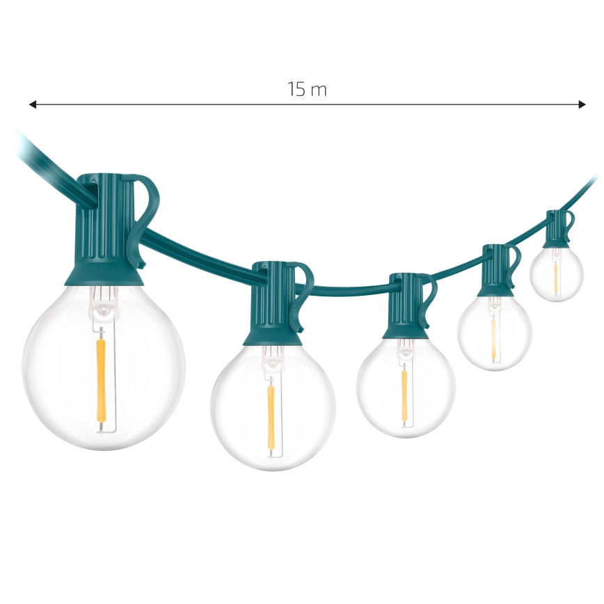 Brilagi - LED външен декоративен гирлянд GIRLANDA 25xE12/0,8W/230V 20m зелен IP44 топла бяла
