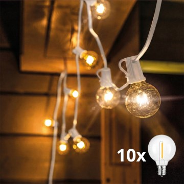 Brilagi - LED външна декоративна гирлянда GIRLANDA 10xE12/0,6W/24V 8m бяла IP44 топло бяло