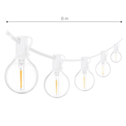 Brilagi - LED външна декоративна гирлянда GIRLANDA 10xE12/0,6W/230V 8m бяла IP44 топло бяло