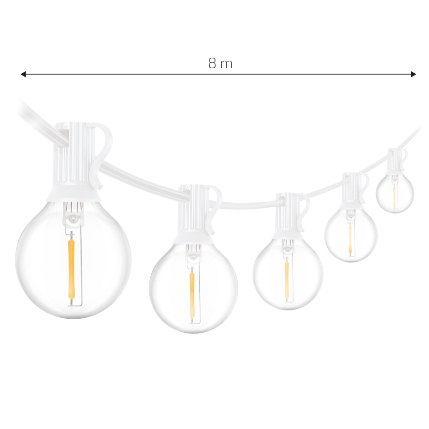 Brilagi - LED външна декоративна гирлянда GIRLANDA 10xE12/0,6W/230V 8m бяла IP44 топло бяло
