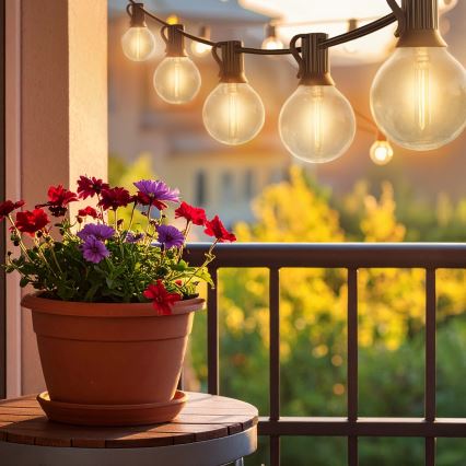 Brilagi - LED външна декоративна гирлянда GIRLANDA 10xE12/0,6W/230V 8m черна IP44 топла бяла светлина