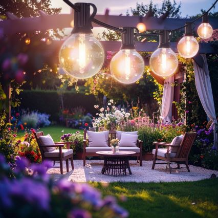 Brilagi - LED външна декоративна гирлянда GIRLANDA 10xE12/0,6W/230V 8m черна IP44 топла бяла светлина