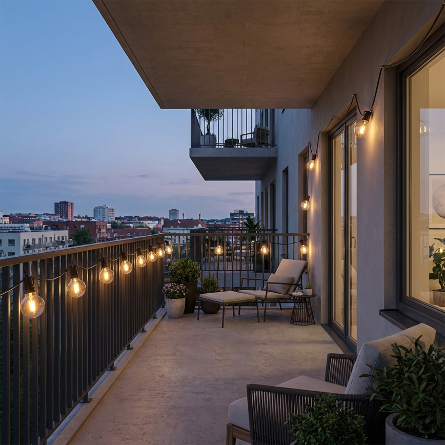 Brilagi - LED външен декоративен гирлянд GIRLANDA 10xE12/0,6W/230V 8m черен IP44 топла бяла