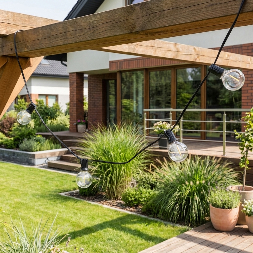 Brilagi - LED външен декоративен гирлянд GIRLANDA 10xE12/0,6W/230V 8m черен IP44 топла бяла