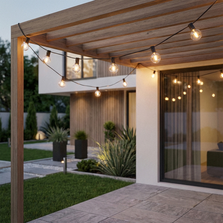 Brilagi - LED външен декоративен гирлянд GIRLANDA 10xE12/0,6W/230V 8m черен IP44 топла бяла