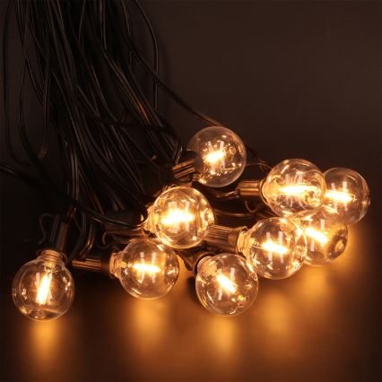 Brilagi - LED външен декоративен гирлянд GIRLANDA 10xE12/0,6W/230V 8m черен IP44 топла бяла