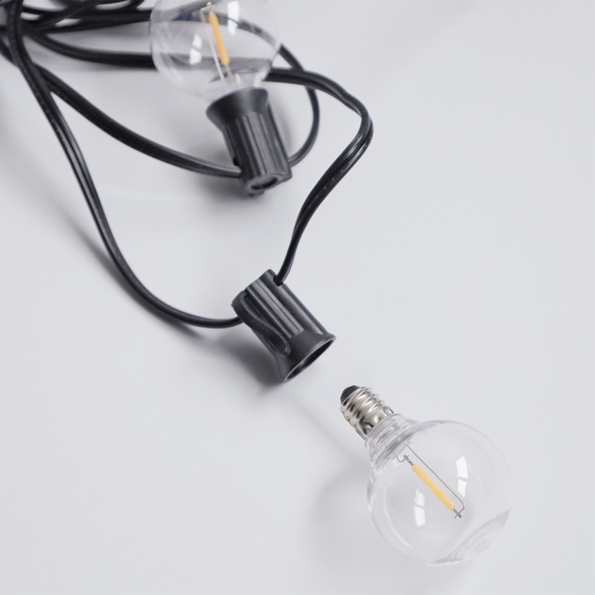 Brilagi - LED външен декоративен гирлянд GIRLANDA 10xE12/0,6W/230V 8m черен IP44 топла бяла