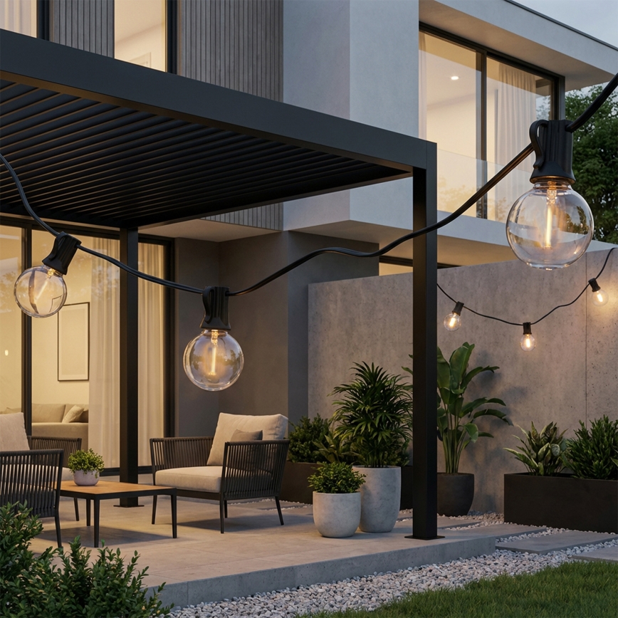 Brilagi - LED външен декоративен гирлянд GIRLANDA 18xE12/0,6W/230V 13m черен IP44 топла бяла светлина