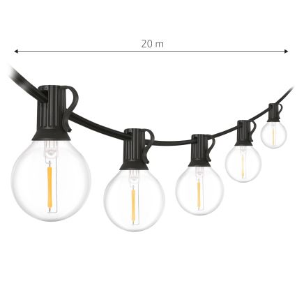 Brilagi - LED външна декоративна гирлянда GIRLANDA 25xE12/0,6W/230V 20m черна IP44 топло бяло + дистанционно управление