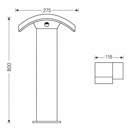 Brilagi - LED външна лампа със сензор ARCELO LED/9W/230V 80 см IP54