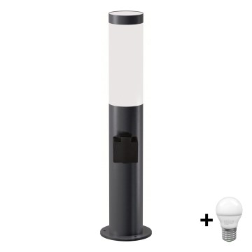 Brilagi - LED външна лампа с вграден контакт ELIA 1xE27/7W/230V 4000K IP44 50 см антрацит